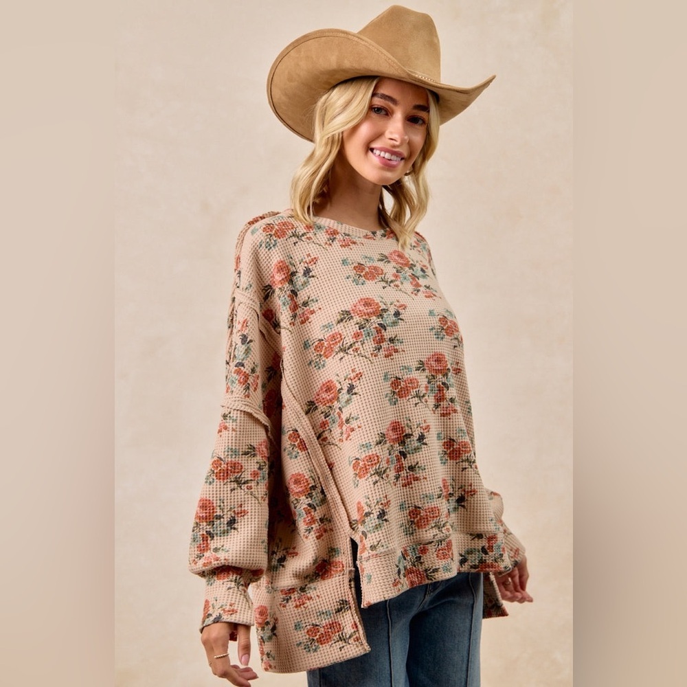 ⚡️ 📦 BiBi “ Winter Bloom “ Waffle Pullover | Taupe - Picture 8 of 12